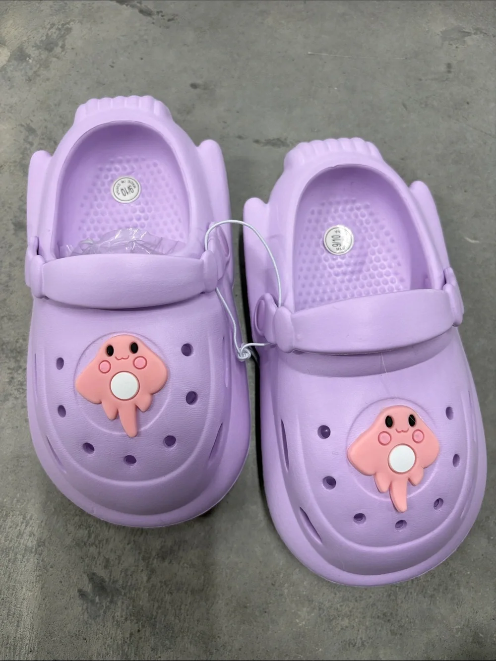 Kids Lavender Bubble Clog Shoes with Pink Charm